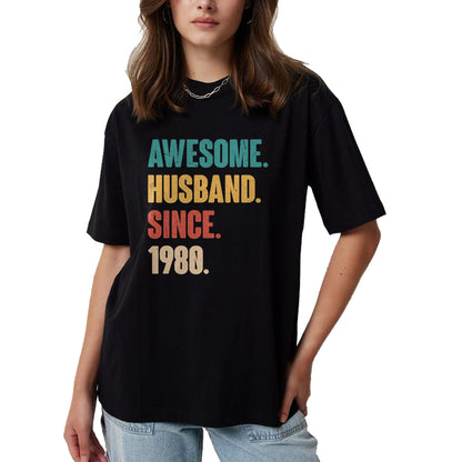 Best Wife Shirt, Wife and Husband Unisex T-Shirt/Hoodie/Sweatshirt HLT00 - Awesome Husband Since 1980 - 44th Wedding Anniversary Epic T-Shirt