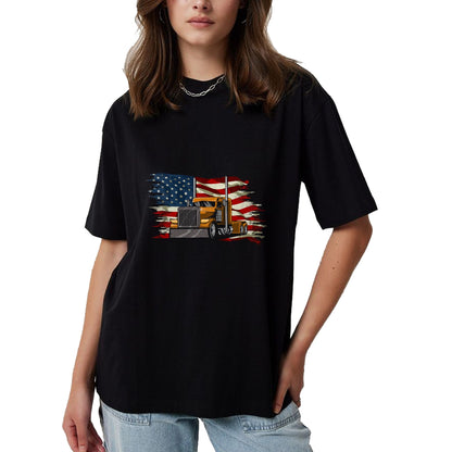 Best Truck Driver Life Shirt, Funny Trucker UnisexT-Shirt/Hoodie/Sweatshirt HLT00 - Semi-Trailer Truck Driver Big Rig Trucker American Flag T-Shirt