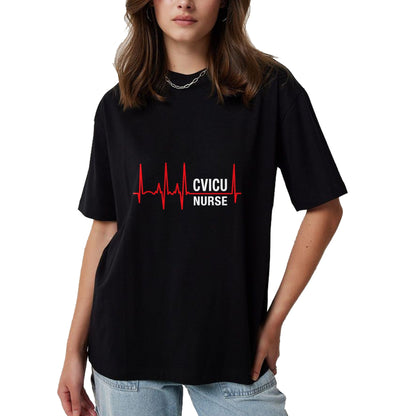 Funny Nurse Shirt, Nurse Unisex T-Shirt/Hoodie/Sweatshirt HLT00 - CVICU Nurse Cardiovascular ICU Nurse Heartbeat T-Shirt