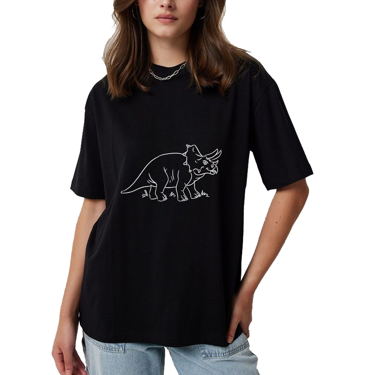 Best Dinosaur Lover Shirt, Funny Dinosaur UnisexT-Shirt/Hoodie/Sweatshirt HLT00 - Line Art Dinosaur Triceratops T-Shirt