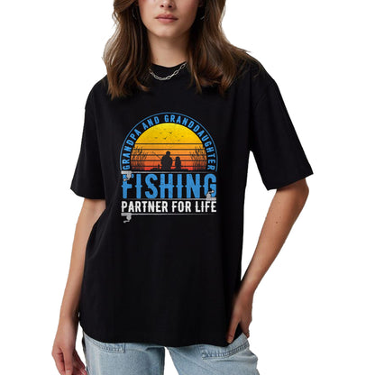 Best Grandpa Shirt, Proud Grandpa Unisex T-Shirt/Hoodie/Sweatshirt HLT00 - Grandpa And Granddaughter Fishing Buddies For Life Vintage T-Shirt