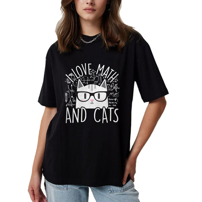 Cat Love Shirt, Funny Cat Lover Gift UnisexT-Shirt/Hoodie/Sweatshirt HLT00 - I Love Math and Cats Cute Kitty Cat Feline Lover Gift T-Shirt Small (1)