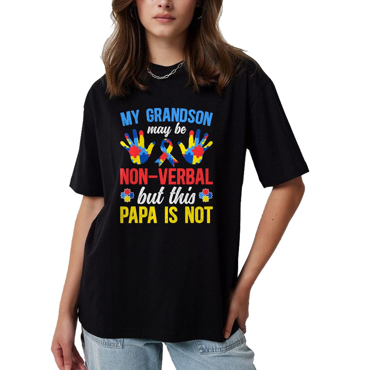Best Grandpa Shirt, Proud Grandpa Unisex T-Shirt/Hoodie/Sweatshirt HLT00 - My Grandson Proud Autism Papa Autism Awareness For Papa T-Shirt