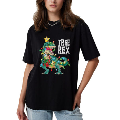 Best Dinosaur Lover Shirt, Funny Dinosaur UnisexT-Shirt/Hoodie/Sweatshirt HLT00 - Dinosaur Christmas Tree Rex Pajamas Men Boys Xmas Lights T-Shirt Small