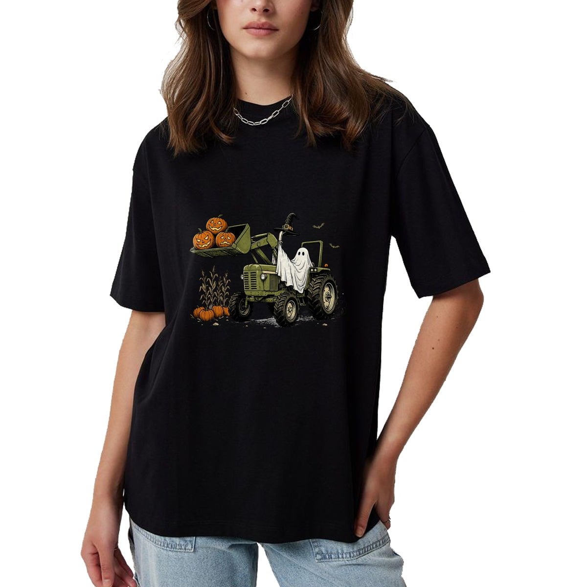 Best Farmer Life Shirt, Funny Farmer UnisexT-Shirt/Hoodie/Sweatshirt HLT00 - Ghost Tractor Pumpkin Halloween Costume Farmer Boys Kids T-Shirt