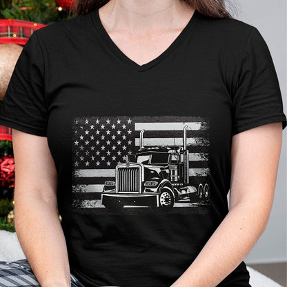 Best Truck Driver Life Shirt, Funny Trucker UnisexT-Shirt/Hoodie/Sweatshirt HLT00 - US American Flag Semi Truck Driver T-Shirt (5)