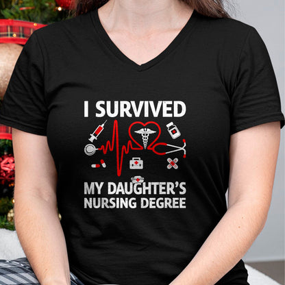 Funny Nurse Shirt, Nurse Unisex T-Shirt/Hoodie/Sweatshirt HLT00 - I Survived My Daughter'S Nursing Degree Proud Mom Nurse T-Shirt