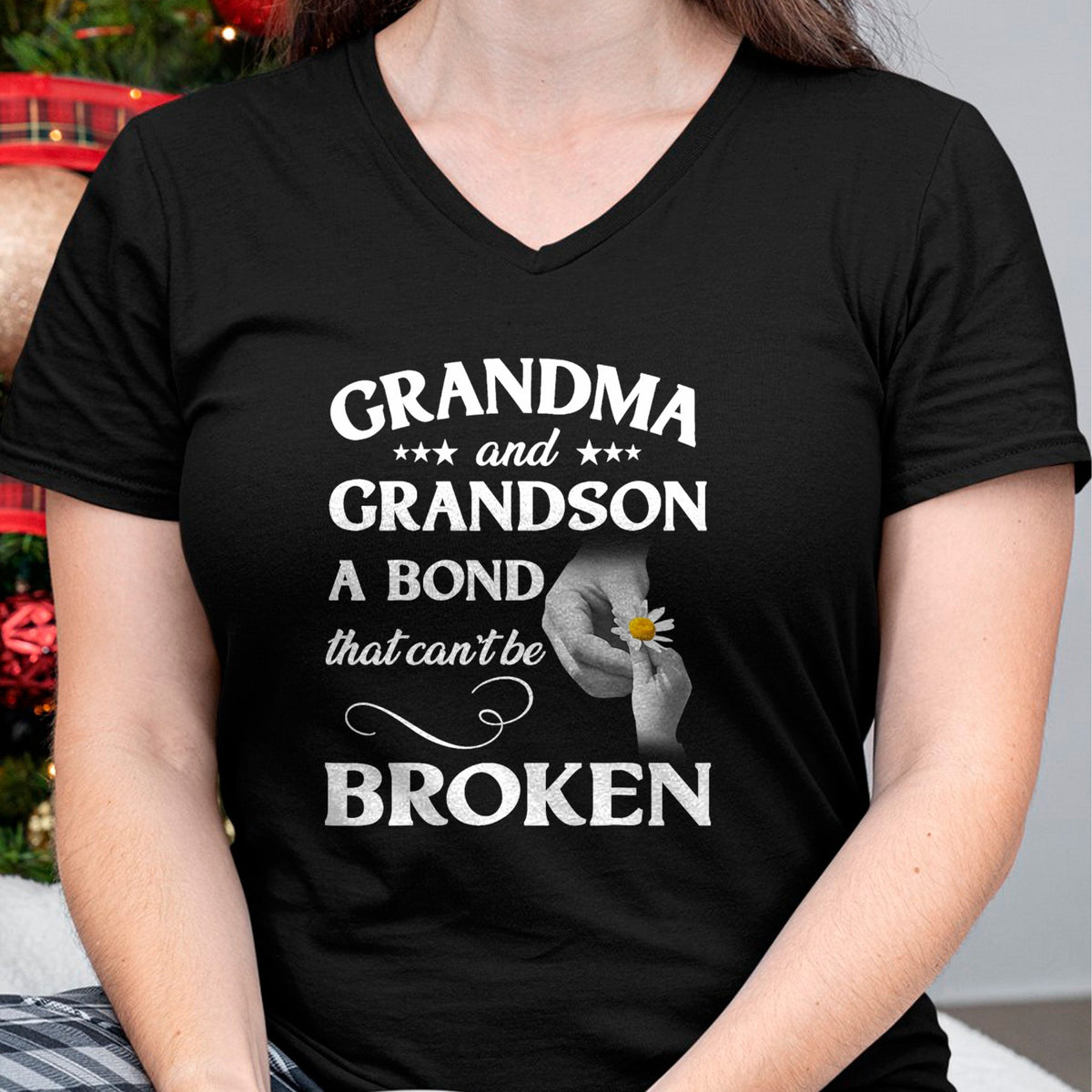 Best Grandma Shirt, Proud Grandma Unisex T-Shirt/Hoodie/Sweatshirt HLT00 - Grandma and Grandson A Bond That Can't Be Broken T-Shirt (2)