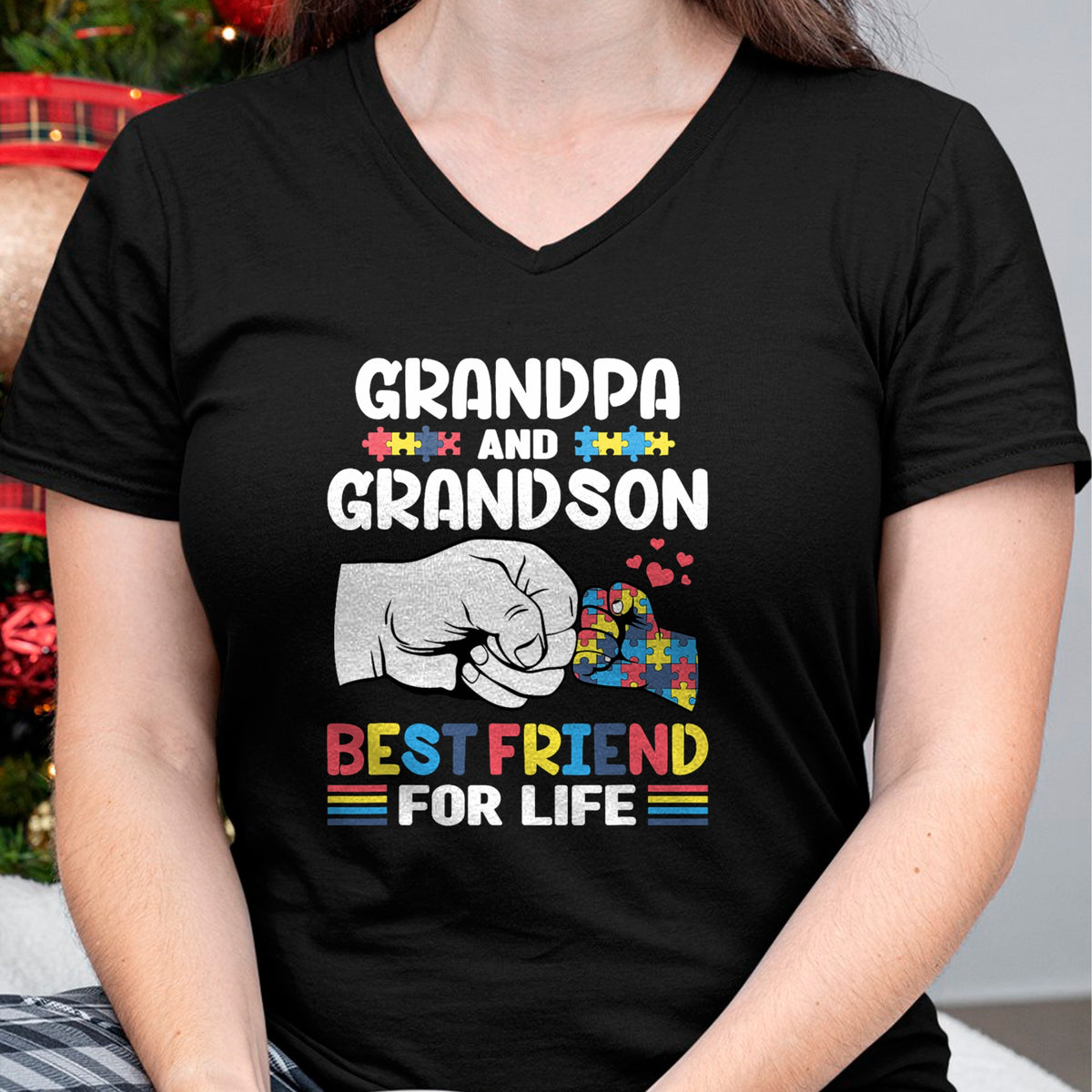 Best Grandpa Shirt, Proud Grandpa Unisex T-Shirt/Hoodie/Sweatshirt HLT00 - Proud Support Autism Grandpa And Grandson Autism Awareness T-Shirt