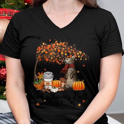 Cat Love Shirt, Funny Cat Lover Gift UnisexT-Shirt/Hoodie/Sweatshirt HLT00 - Tu Just A Girl Who Loves Fall And Cat Costume Thanksgiving T-Shirt