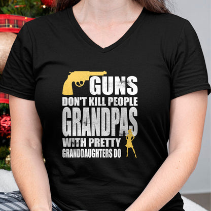 Best Grandpa Shirt, Proud Grandpa Unisex T-Shirt/Hoodie/Sweatshirt HLT00 - Guns don't Kill People Grandpas with Granddaughters Tshirt