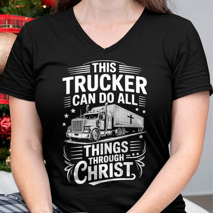 Best Truck Driver Life Shirt, Funny Trucker UnisexT-Shirt/Hoodie/Sweatshirt HLT00 - Trucker Can Do All Things Trucking Jesus Christian Trucker T-Shirt