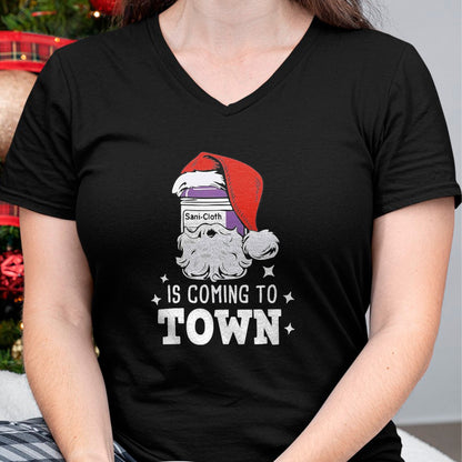 Funny Nurse Shirt, Nurse Unisex T-Shirt/Hoodie/Sweatshirt HLT00 - Sani-cloth Is Coming To Town Funny Nurse Christmas T-Shirt