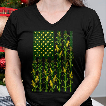 Best Farmer Life Shirt, Funny Farmer UnisexT-Shirt/Hoodie/Sweatshirt HLT00 - (Back) Vintage Corn American Flag Patriotic Farmer Farm Flag T-Shirt