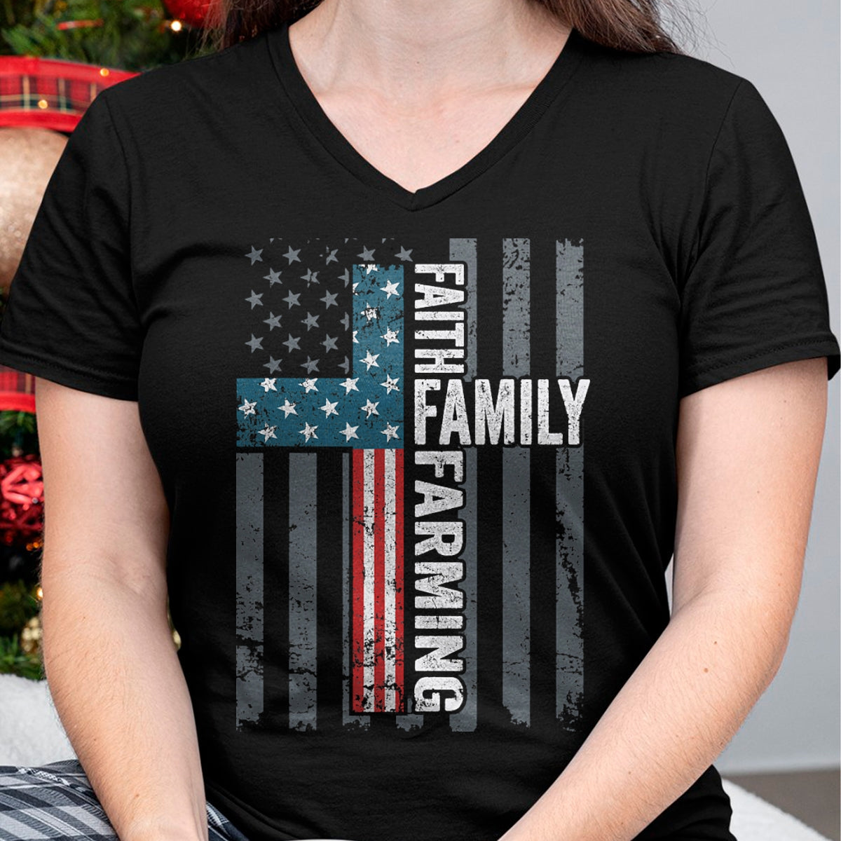 Best Farmer Life Shirt, Funny Farmer UnisexT-Shirt/Hoodie/Sweatshirt HLT00 - Faith Family Farming Freedom - Christian Farmer Cross Flag T-Shirt