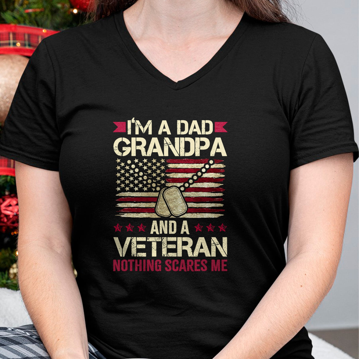 Best Grandpa Shirt, Proud Grandpa Unisex T-Shirt/Hoodie/Sweatshirt HLT00 - I'm a Dad Grandpa and a Veteran nothing scares me T-Shirt