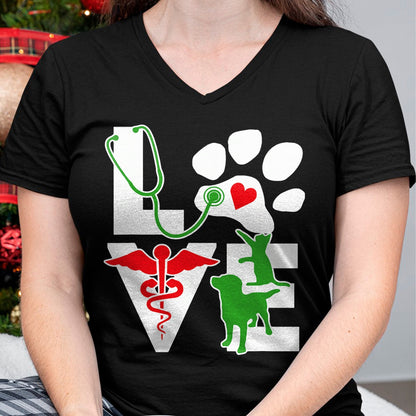 Cat Love Shirt, Funny Cat Lover Gift UnisexT-Shirt/Hoodie/Sweatshirt HLT00 - Love Dog Cat Vet Tech Veterinarian Top Veterinary Technician T-Shirt