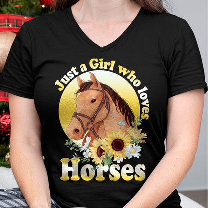 Best Farmer Life Shirt, Funny Farmer UnisexT-Shirt/Hoodie/Sweatshirt HLT00 - Just A Girl Who Loves Horses - Riding Girls T-Shirt Small