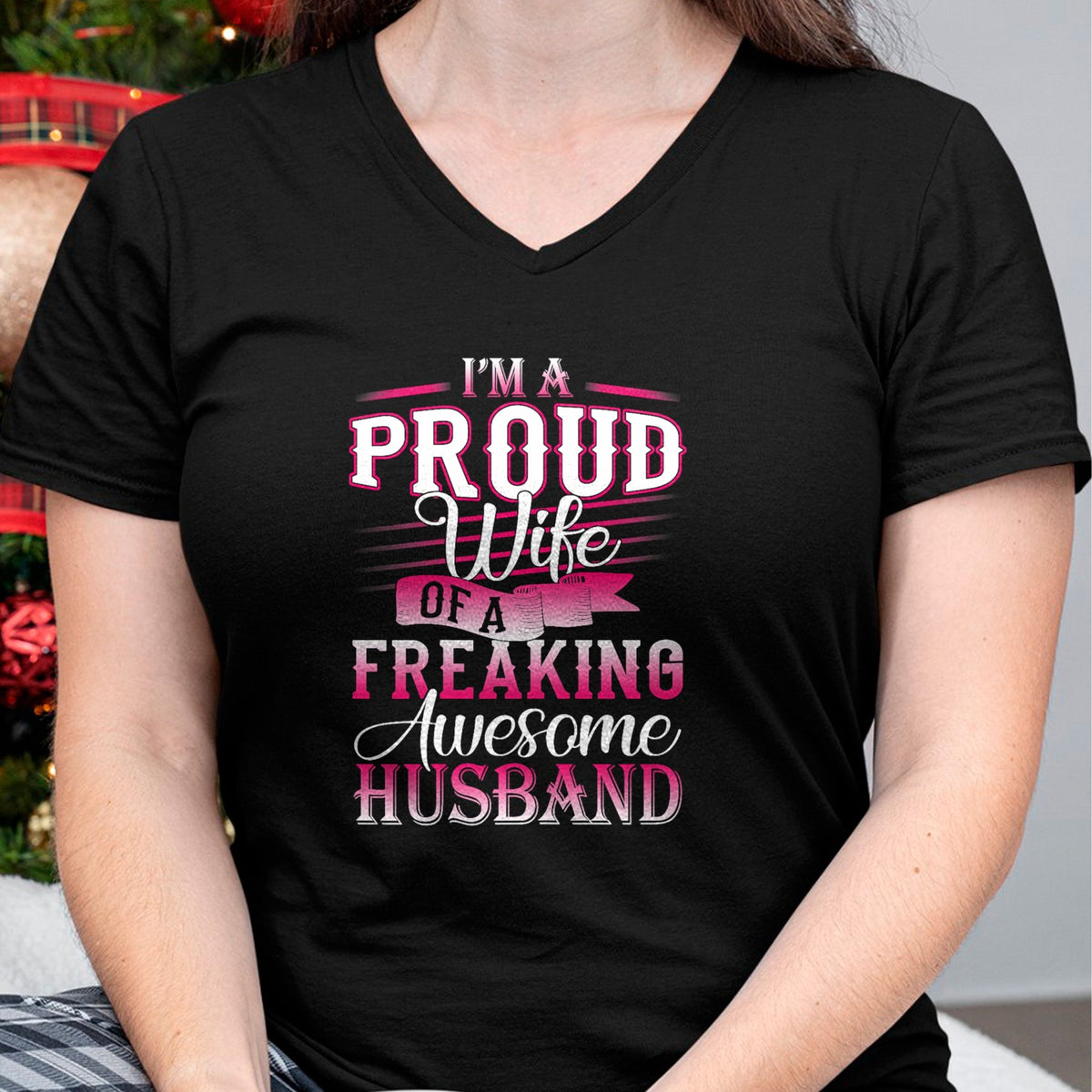 Best Wife Shirt, Wife and Husband Unisex T-Shirt/Hoodie/Sweatshirt HLT00 - I'm A Proud Wife Of A Freaking Awesome Husband T-Shirt