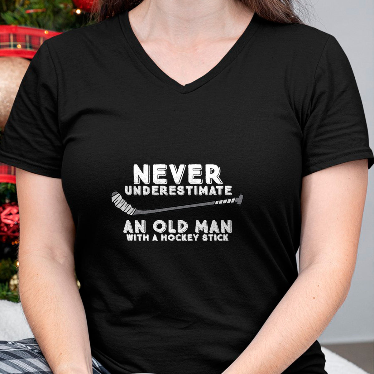 Best Grandpa Shirt, Proud Grandpa Unisex T-Shirt/Hoodie/Sweatshirt HLT00 - Never Underestimate An Old Man With A Stick Old Man Hockey T-Shirt