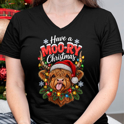 Best Farmer Life Shirt, Funny Farmer UnisexT-Shirt/Hoodie/Sweatshirt HLT00 - Have a Moo-Ry Christmas Highland Cow Christmas Farmers T-Shirt