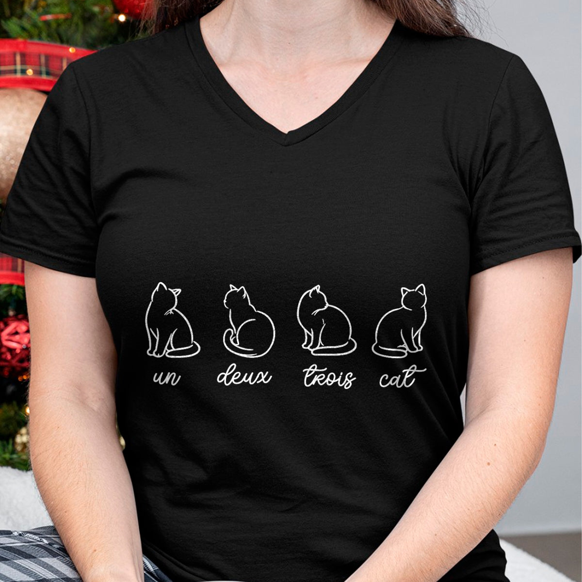 Cat Love Shirt, Funny Cat Lover Gift UnisexT-Shirt/Hoodie/Sweatshirt HLT00 - French Un Deux Trois Cat, Counting, Minimalist, Cat Lover T-Shirt