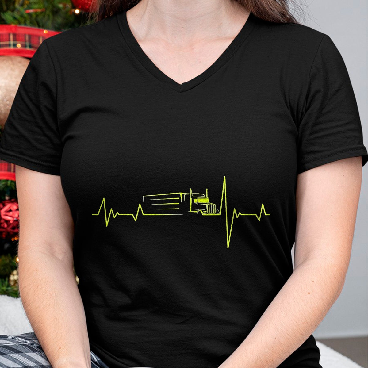 Best Truck Driver Life Shirt, Funny Trucker UnisexT-Shirt/Hoodie/Sweatshirt HLT00 - Truck Driver Heart beat 18 Wheeler semi-Trailer Tractor T-Shirt, Men, Black, 3X-Large