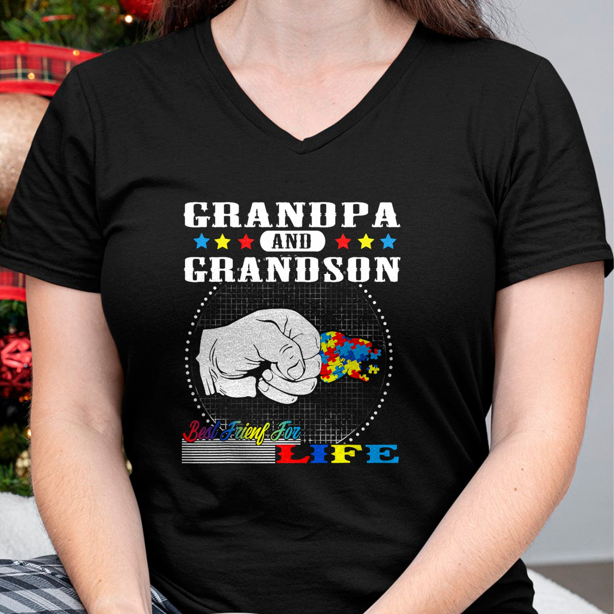 Best Grandpa Shirt, Proud Grandpa Unisex T-Shirt/Hoodie/Sweatshirt HLT00 - Autism Awareness Grandpa Grandson Best Friend for Life Gift T-Shirt