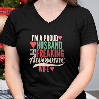 Best Wife Shirt, Wife and Husband Unisex T-Shirt/Hoodie/Sweatshirt HLT00 - Mens Proud Husband of a freaking awesome wife T-Shirt (1)