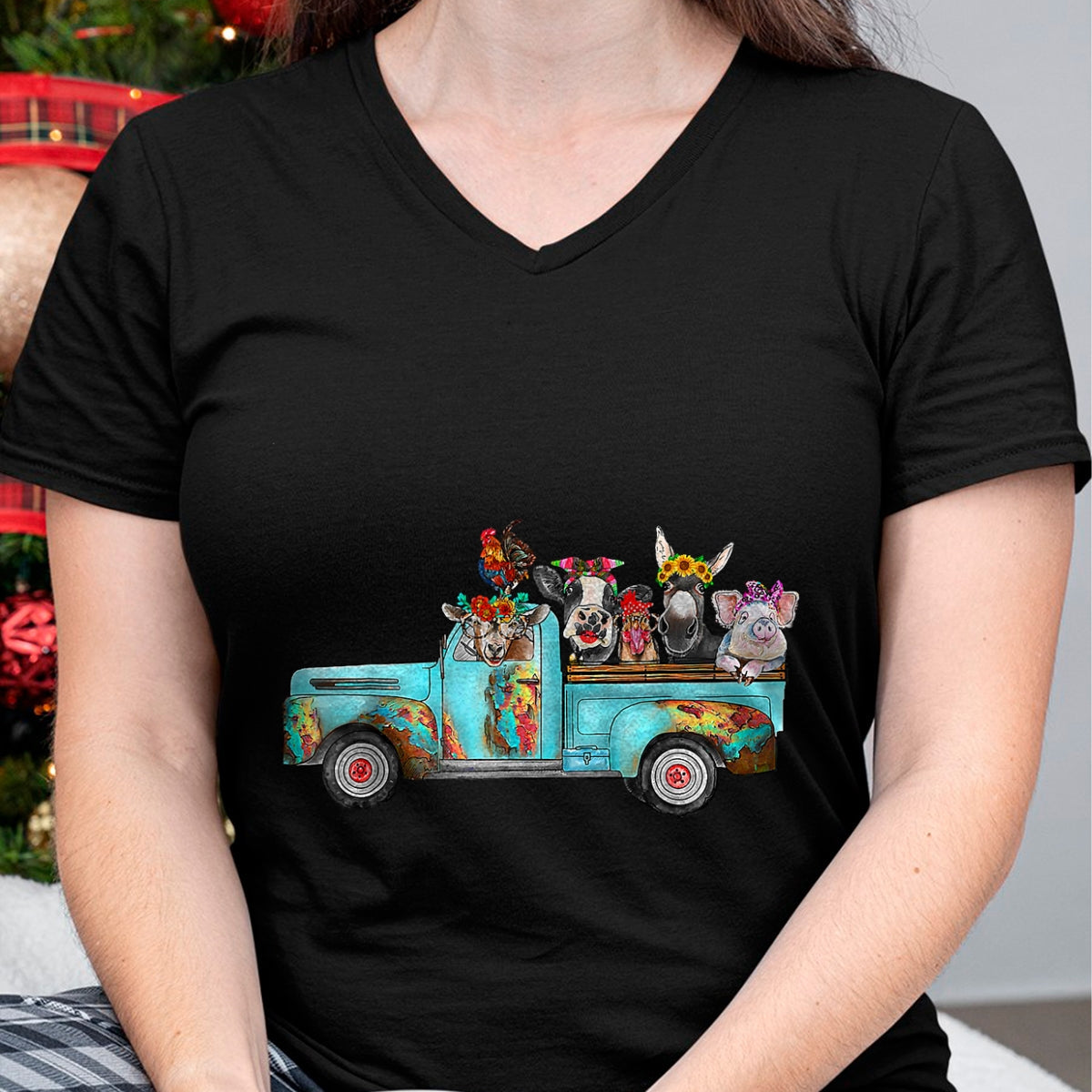 Best Farmer Life Shirt, Funny Farmer UnisexT-Shirt/Hoodie/Sweatshirt HLT00 - Farm Pickup Truck with Farm Animals Farmer_s Wife Cow Girl T-Shirt