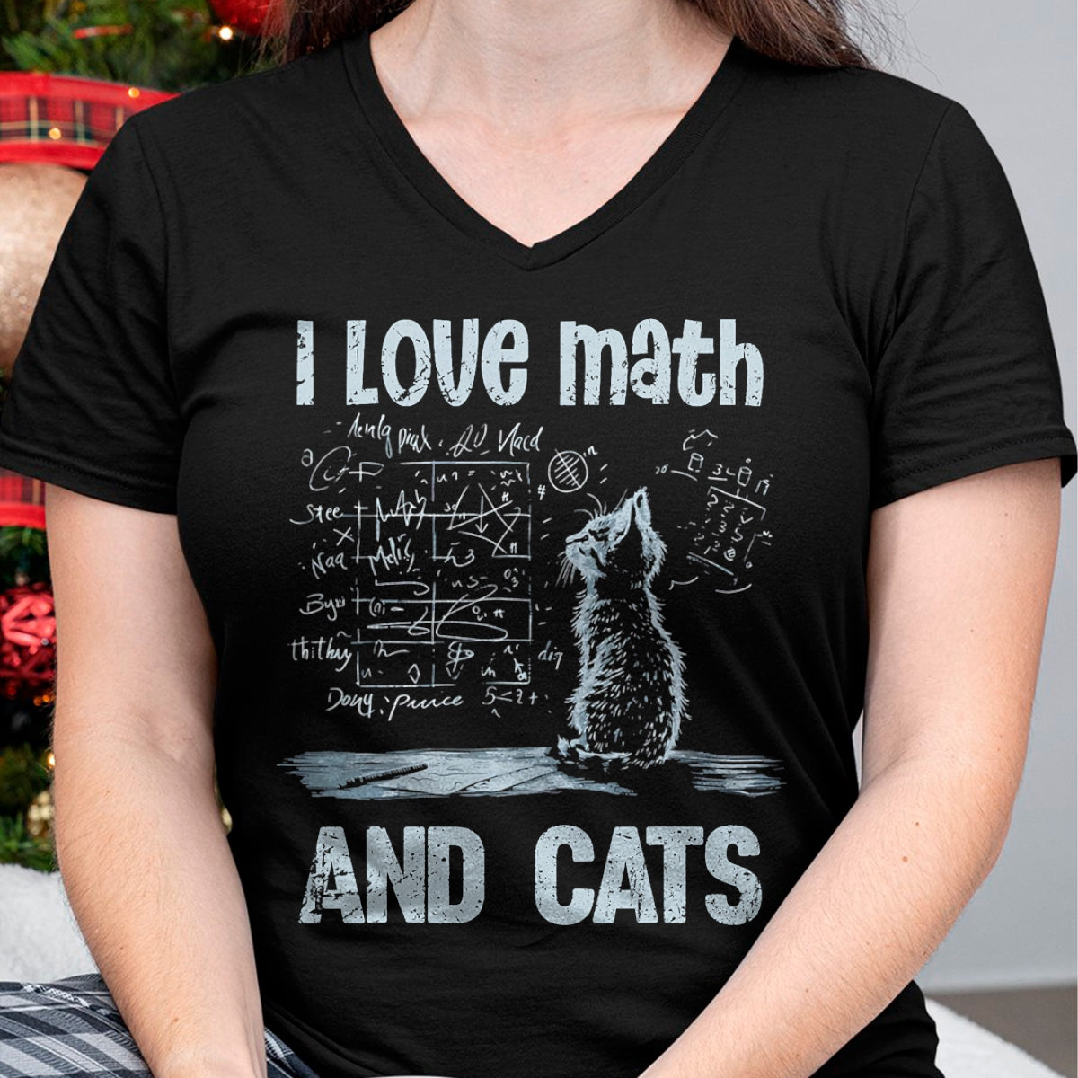 Cat Love Shirt, Funny Cat Lover Gift UnisexT-Shirt/Hoodie/Sweatshirt HLT00 - I Love Math and Cats Funny Cat Lover Science Teacher Student T-Shirt