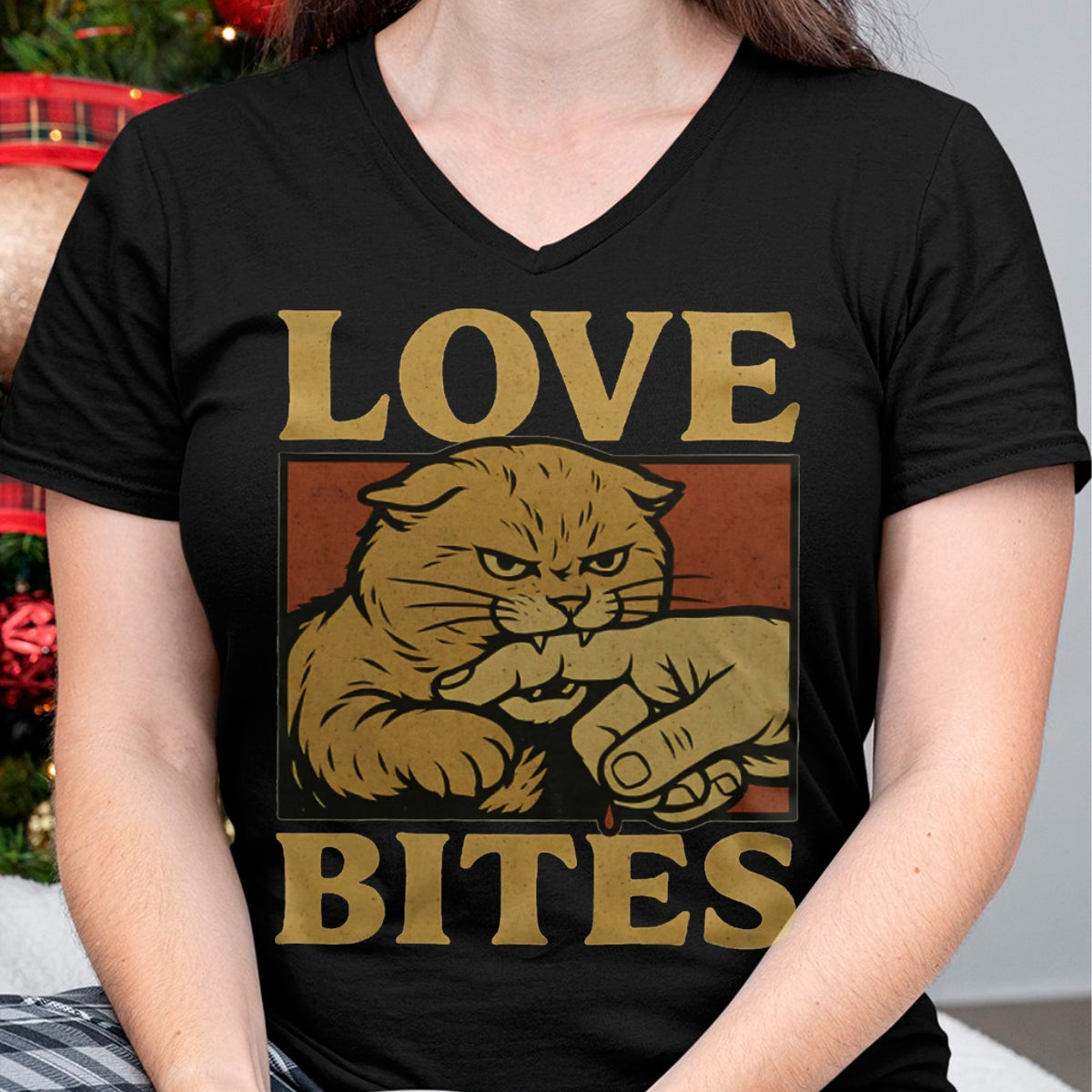 Cat Love Shirt, Funny Cat Lover Gift UnisexT-Shirt/Hoodie/Sweatshirt HLT00 - Love Bites Angry Cat T-Shirt