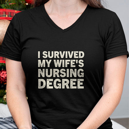 Funny Nurse Shirt, Nurse Unisex T-Shirt/Hoodie/Sweatshirt HLT00 - I Survived My Wife Is A Nurse Nursing Degree Nursing LPN CNA T-Shirt