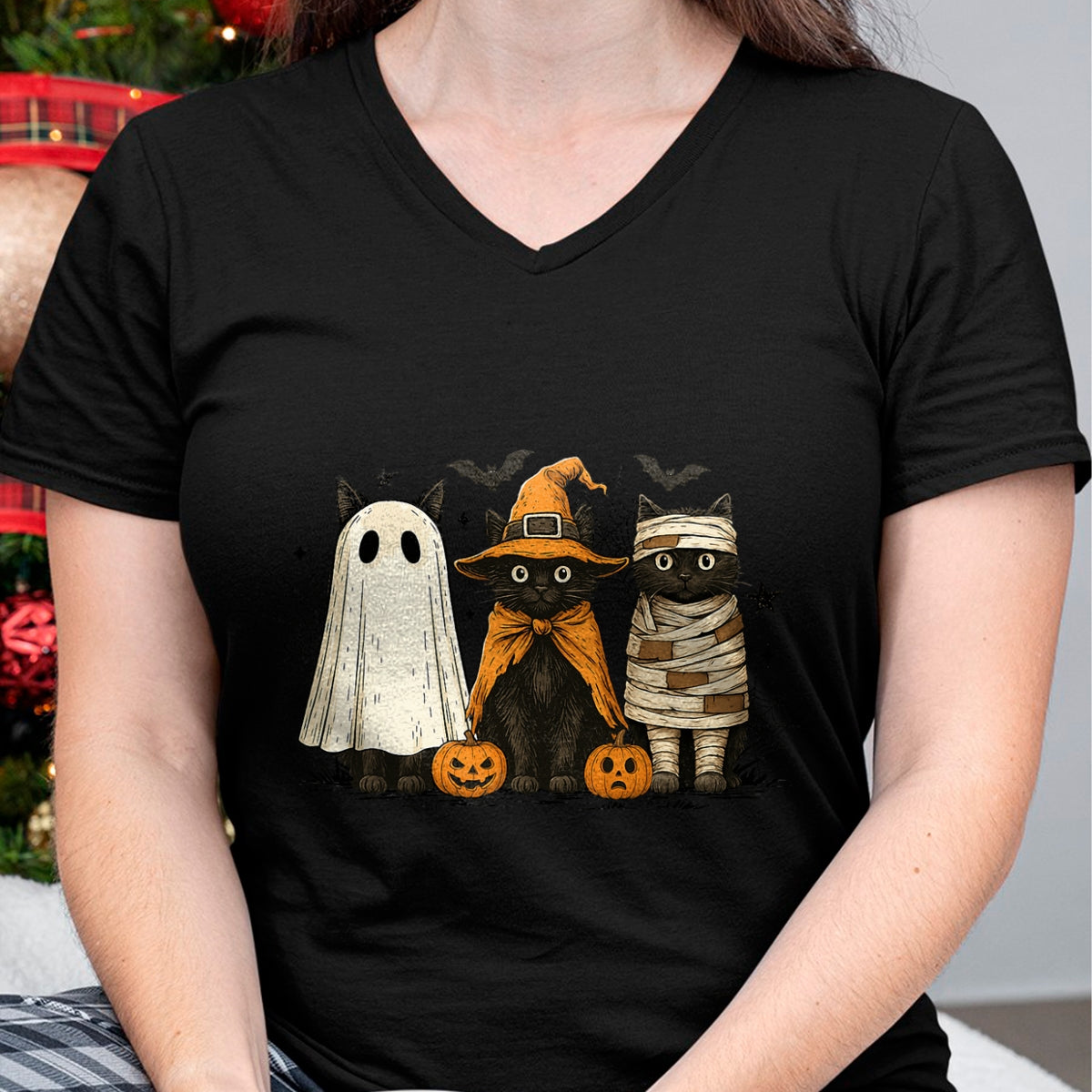 Cat Love Shirt, Funny Cat Lover Gift UnisexT-Shirt/Hoodie/Sweatshirt HLT00 - Retro Black Cat Witch Scary Halloween Pumpkin Women Men Kids T-Shirt