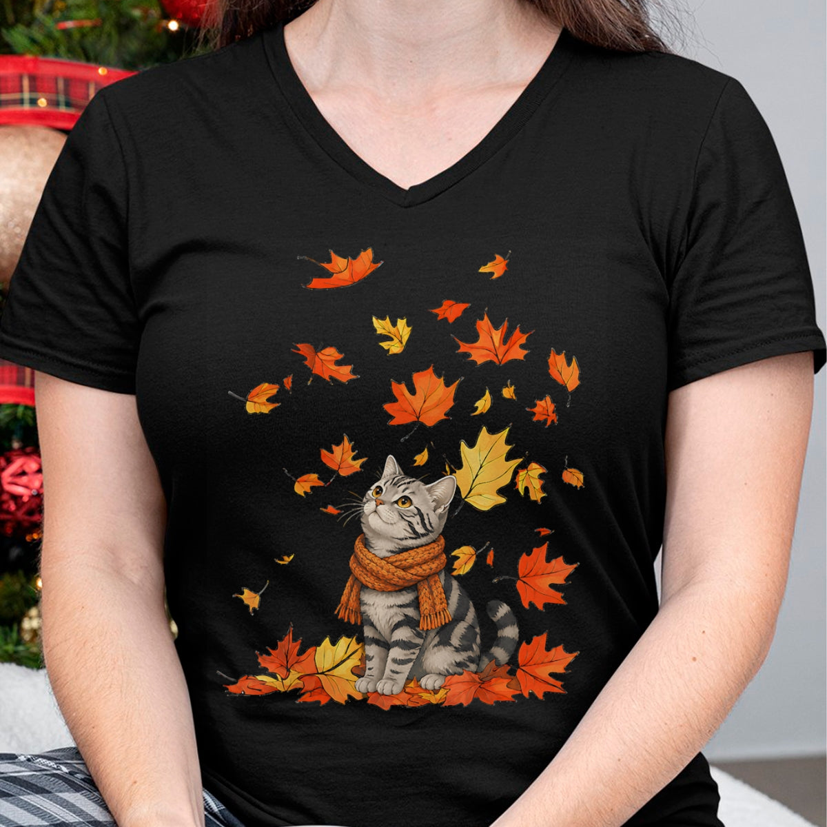 Cat Love Shirt, Funny Cat Lover Gift UnisexT-Shirt/Hoodie/Sweatshirt HLT00 - Cute Cat Leaf Fall Autumn Cat FallKitten Kitty Cat Lovers T-Shirt