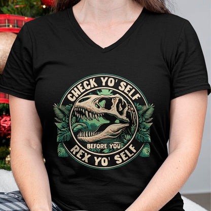 Best Dinosaur Lover Shirt, Funny Dinosaur UnisexT-Shirt/Hoodie/Sweatshirt HLT00 - T-Rex Dinosaur Check Yo_Self Before You Rex Yo Self T-Shirt