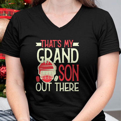 Best Grandpa Shirt, Proud Grandpa Unisex T-Shirt/Hoodie/Sweatshirt HLT00 - That's My Grandson Out There Hockey For Grandma Grandpa T-Shirt