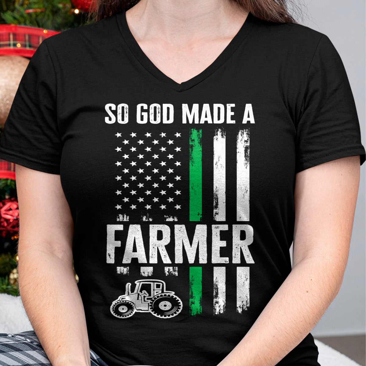 Best Farmer Life Shirt, Funny Farmer UnisexT-Shirt/Hoodie/Sweatshirt HLT00 - Patriotic American Flag Tractor So God Made A Farmer Long Sleeve T-Shirt