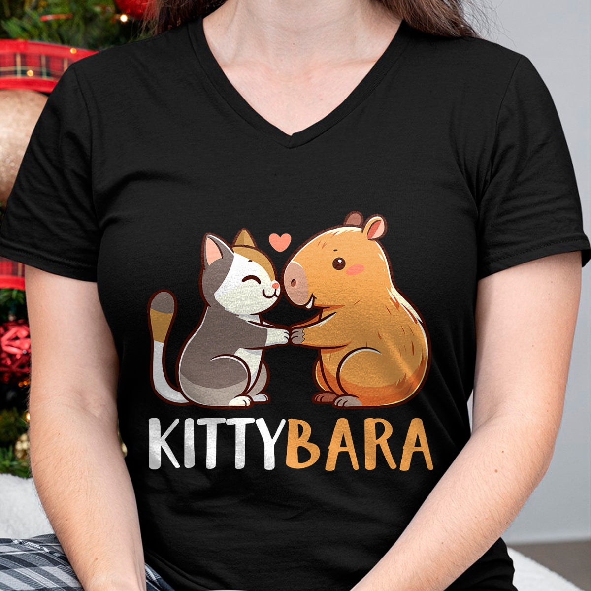 Cat Love Shirt, Funny Cat Lover Gift UnisexT-Shirt/Hoodie/Sweatshirt HLT00 - Kittybara Love Capybara Cat Costume T-Shirt, Small, Black