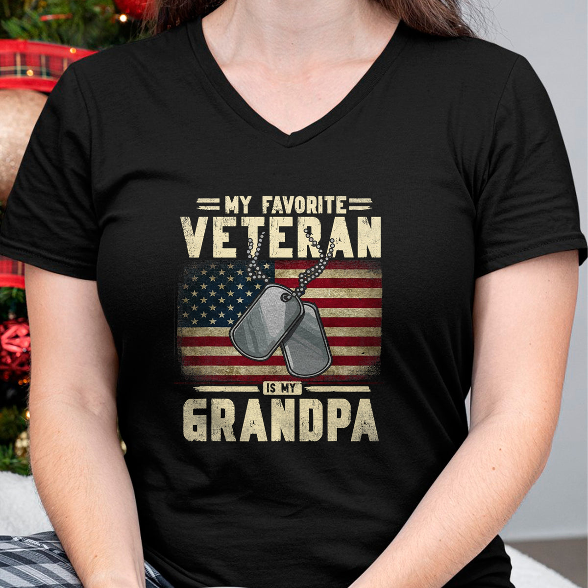 Best Grandpa Shirt, Proud Grandpa Unisex T-Shirt/Hoodie/Sweatshirt HLT00 - Father's Day Veteran Day My Favorite Veteran Is My Grandpa T-Shirt