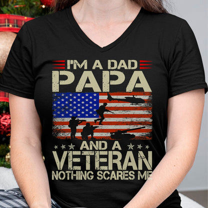 Proud Veteran Shirt, Funny Veteran UnisexT-Shirt/Hoodie/Sweatshirt HLT00 - I_m A Dad Papa and Veteran Funny Retro Dad Dad Grandpa T-Shirt