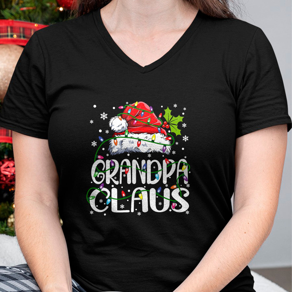 Best Grandpa Shirt, Proud Grandpa Unisex T-Shirt/Hoodie/Sweatshirt HLT00 - Grandpa Claus Shirt Christmas Lights Pajama Family Matching T-Shirt