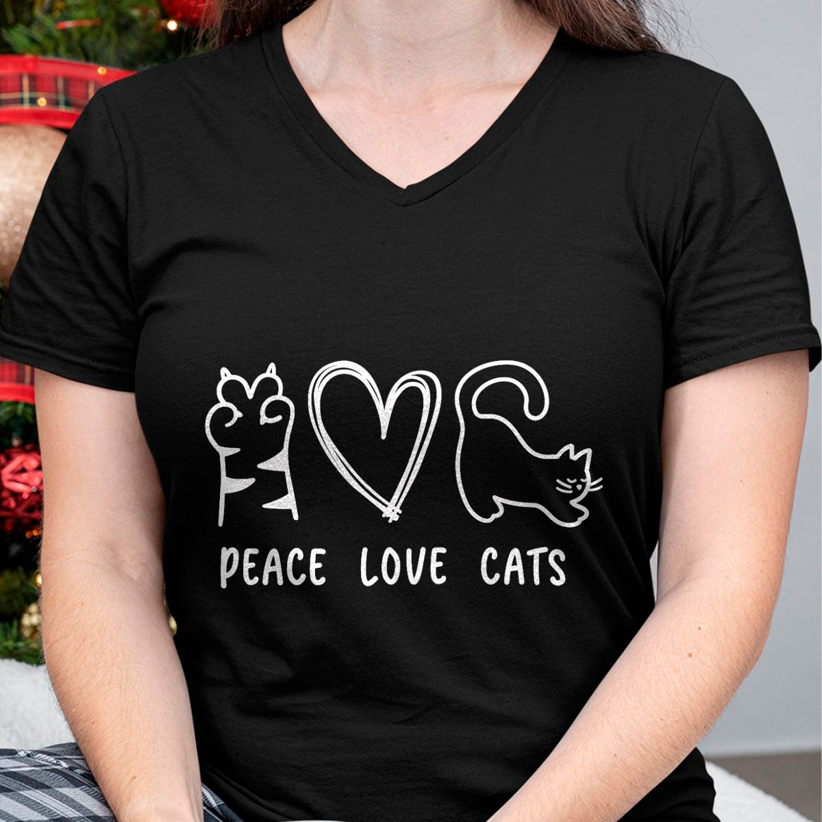 Cat Love Shirt, Funny Cat Lover Gift UnisexT-Shirt/Hoodie/Sweatshirt HLT00 - Peace Love Cats Design T-Shirt