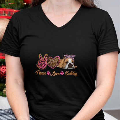 Dog Love Shirt, Dog Lover Gift T-Shirt/Hoodie/Sweatshirt HLT00 - Peace Love English Bulldog Funny Puppy Dog Mom Mother_s Day T-Shirt