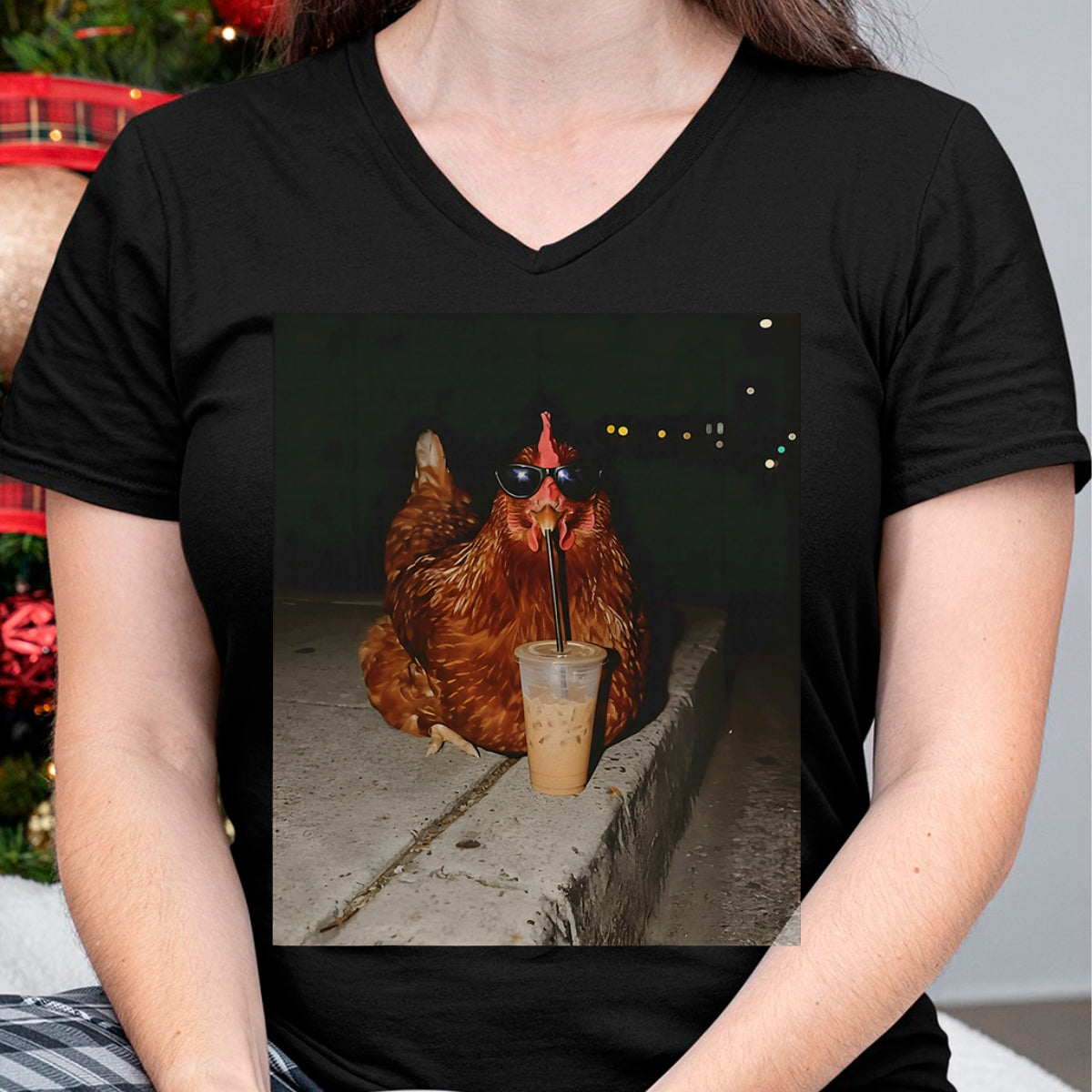 Best Farmer Life Shirt, Funny Farmer UnisexT-Shirt/Hoodie/Sweatshirt HLT00 - Chicken Drinking Iced Coffee Funny Chicken Lover Farmer T-Shirt (1)