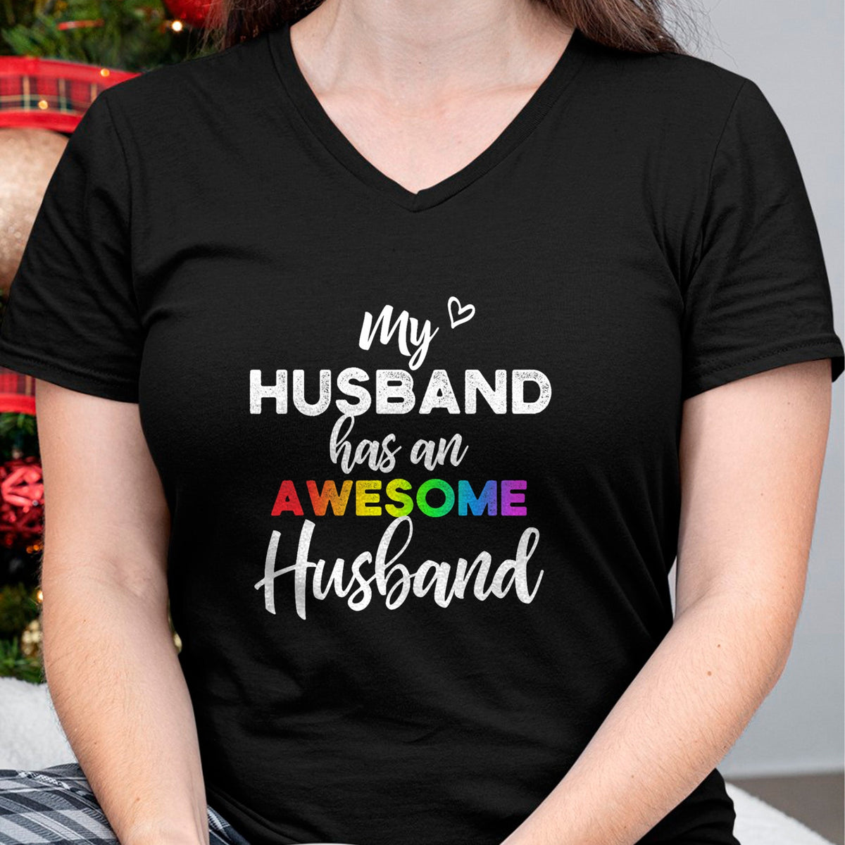 Best Wife Shirt, Wife and Husband Unisex T-Shirt/Hoodie/Sweatshirt HLT00 - My husband has an awesome husband - LGBT Gay Wedding T-Shirt (1)