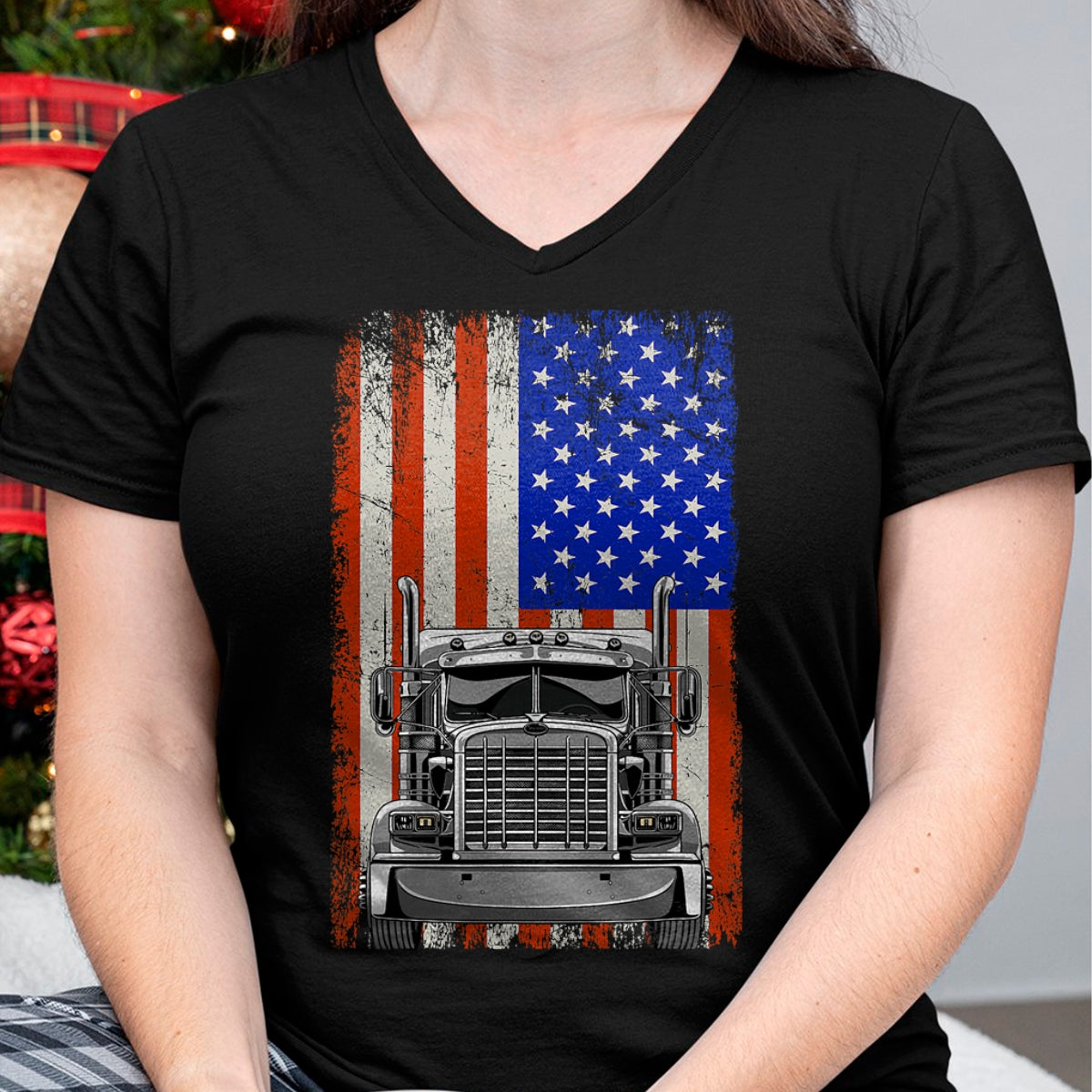 Best Truck Driver Life Shirt, Funny Trucker UnisexT-Shirt/Hoodie/Sweatshirt HLT00 - US American Flag Semi Truck Driver T-Shirt (1)