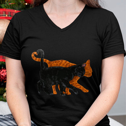 Cat Love Shirt, Funny Cat Lover Gift UnisexT-Shirt/Hoodie/Sweatshirt HLT00 - Black Cat Orange Cat Heart Tail Love T-Shirt (1)