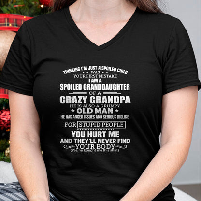 Best Grandpa Shirt, Proud Grandpa Unisex T-Shirt/Hoodie/Sweatshirt HLT00 -I'm A Spoiled Granddaughter Of A Crazy Grandpa T-Shirt (1)