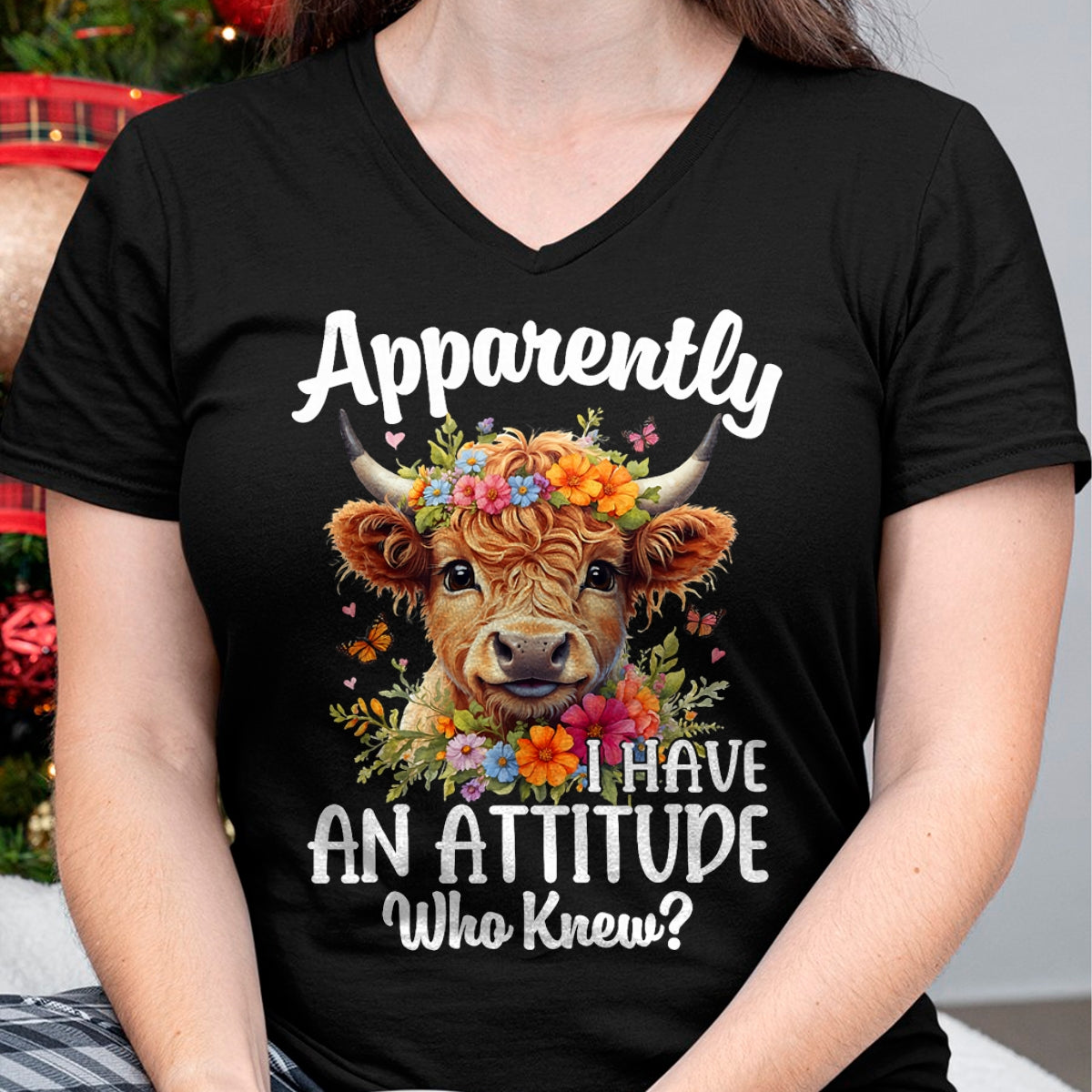 Best Farmer Life Shirt, Funny Farmer UnisexT-Shirt/Hoodie/Sweatshirt HLT00 - Apparently I Have an Attitude Who Knew Highland Cow Print T-Shirt